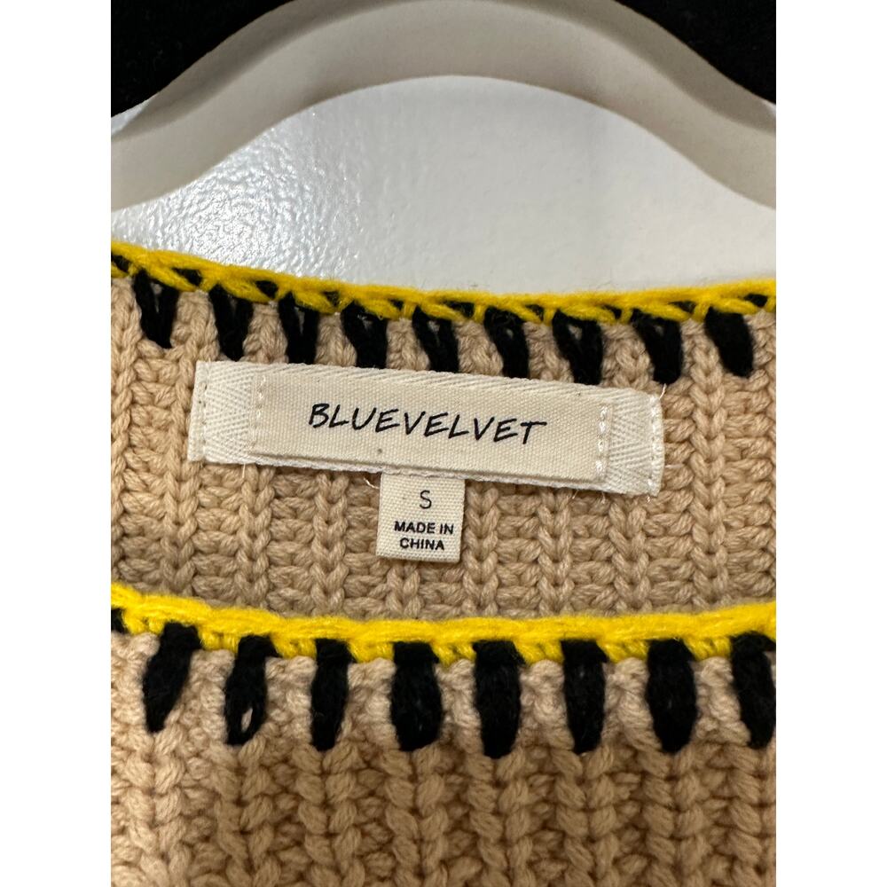 Blue Velvet Granny Square Knit Long Sleeve Sweater Mocha Multicolor Small NWT - Picture 15 of 15